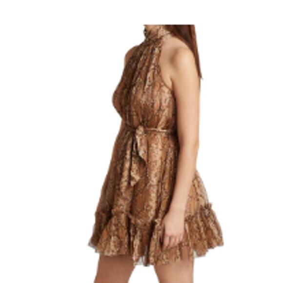 ZIMMERMANN Wild Botanica Smock Dress In Gold Python Size 6 - Picture 4 of 14
